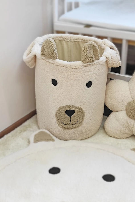 Keep your little one's toys organized with this cute bear storage basket. Perfect for a baby girl or boy's nursery, it's also a personalized and practical baby shower or newborn gift. Bear storage basket, Cute toys organizer, Baby shower gift, Newborn gifts, Personalized storage, Baby room decor, Nursery organization. Boy Toy Storage, Smart Nursery, Bear Storage, Toys Basket, Nursery Basket, Toys Organizer, Baby Room Storage, Toy Storage Bins, Adorable Nursery