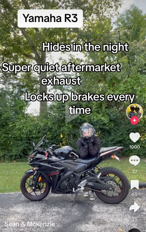 Sean & McKenzie on Tiktok | Beginner friendly motorbike recommendations: Yamaha R3 Bike Riding Tips, Yamaha R3, Best Motorbike, Motorcycles, Bike, Quick Saves