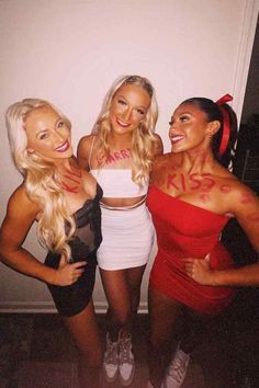 :#fashion#style#outfitinspiration#beauty Cute Party Costumes, Halloween Costumes Women 3 Friends, Halloween Costumes Party Outfits, Kiss Marry Kill Halloween Makeup, 3 Person Halloween Costume College, 3 Costume Ideas Group, Kiss Marry Kill Makeup, Kiss Mary Kill Costume Trio, Easy Funny Costumes