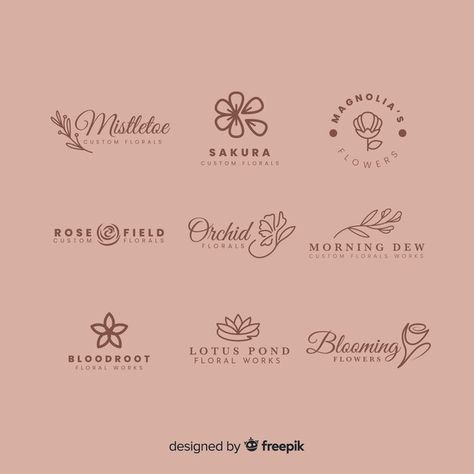 Flower Shop Logo Design Ideas, Logo Flor, Rose Line Art, Free Business Logo, Logo Flower, Floral Words, Logo Generator, Florist Logo, Flower Logo Design