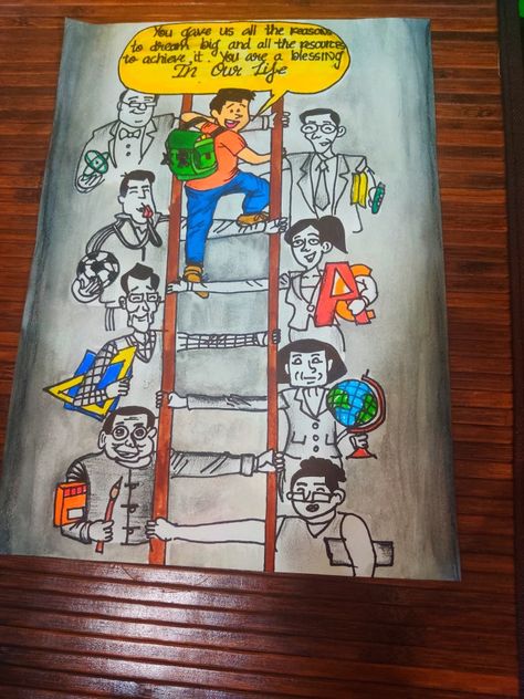 Drawing Ideas For Teachers Day, Teacher Day Drawings Ideas Easy, Teachers Day Notice Board Ideas, Teacher's Day Drawing Ideas Aesthetic, Teachers Day Poster Drawing, Creative Teachers Day Poster, Science Art Drawings, Teacher Teaching Students, Teachers Day Drawing