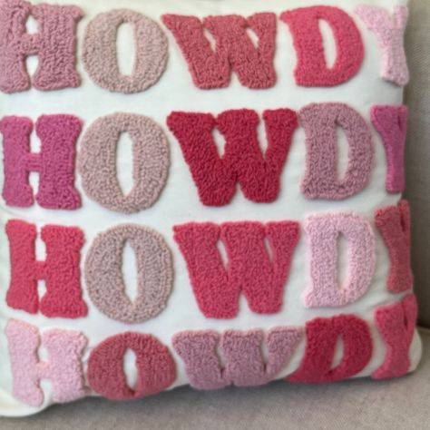 HOWDY! An adorable custom handmade embroidered cushion for yourself or someone you love. Chose the fabric colors yourself that will highlight any room. This personal pillow makes a gift for a lifetime. Lovingly handmade with the utmost care and quality this hand tufted cushion is the perfect gift and would be lovely in any home, apartment, dorm or bedroom.  Please specify the font and text color for your personalization, a draft will be sent for your confirmation after your order. Upon your requ Pink Dorm Rooms, Beachy Room Decor, Pink Dorm, Beachy Room, Cowgirl Gifts, Tufted Cushion, Embroidered Cushions, Cute Pillows, Make A Gift