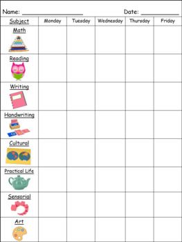 Montessori 3-6 Work Plan This Children's House Work Plan is both fully editable to meet the needs of your classroom. Pictures are included with text to support emergent readers. The content areas included are Math, Reading, Writing, Handwriting, Cultural, Practical, Sensorial, and Art, but you can easily make changes if needed. Montessori Lesson Plans Template, Montessori Work Plan, Montessori Lesson Plans, Classroom Newsletter, Work Plans, Montessori Lessons, School Tool, Homeschool Crafts, Montessori School