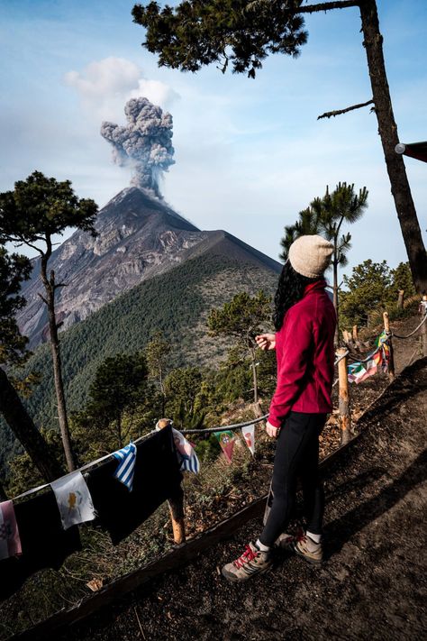 This guide covers everything you should know before booking the 2-day Acatenango trek. We'll detail the level of difficulty you can expect, the best tour companies to book with, accommodation options, and whether you should hike Volcan de Fuego as well. Acatenango Hiking Guide | Hiking in Guatemala | Best volcano hikes in Guatemala | Volcanoes in Guatemala | Acatenango hiking guide | How to hike Acatenango in Guatemala | Best day trips from Antigua | Things to do in Antigua Guatemala Acatenango Volcano, Things To Do In Antigua, Pyroclastic Flow, Altitude Sickness, Guatemala Travel, Hiking Poles, Hiking Guide, Active Volcano, Travel App