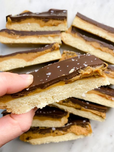 Twix Bars, Twix Bar, Sea Salt Chocolate, Honey Caramel, Salted Chocolate, Brownie Bar, Recipe Images, Small Bites, Gluten Free Cookies