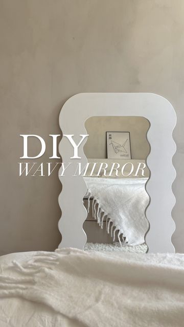 Diy Squiggle Mirror, Wavy Mirror Diy, Mirror Transformation Diy, Diy Wavy Mirror, Cubicle Makeover Ideas, Squiggly Mirror, Cute Cubicle, Squiggle Mirror, Foam Mirror