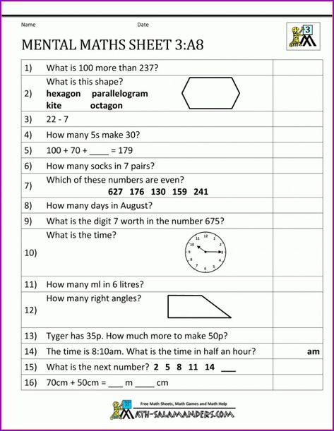 Year 3 Mental Maths Worksheets 1E4 Grade 4 Mental Math Worksheets, Mental Maths Worksheets For Class 3, Mental Maths Grade 3, Mental Maths Worksheets 4th Grade, Mental Maths Worksheets Grade 3, Year 2 Maths Worksheets, Year 3 Maths Worksheets, Unschooling Math, Mental Maths Worksheets