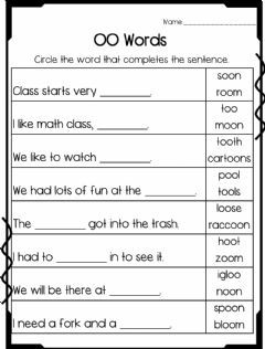 Phonics Grade 1 Worksheet, Long Oo Sound Worksheet, Words With Oo Sound, Oo Words Worksheet, Oo Sound Worksheets, Sound Language, Vowel Teams Worksheets, Oo Sound, Oo Words