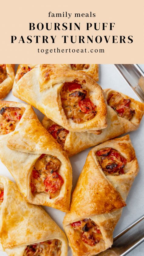 Boursin Puff Pastry Turnovers | Family Meals Boursin Puff Pastry, Cheese Eggs Recipe, Puff Pastry Turnovers, Pastry Turnovers, Boursin Recipes, Puff Pastry Appetizers, Turnover Recipes, Cheese Puff Pastry, Cheese Pastry