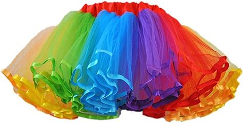 Womens Rainbow Puffy Tutu Layered Tulle Petticoat Skirt for Party Tutu Ballet, Rainbow Skirt, Rainbow Tutu, Mardi Gras Parade, Unicorn Halloween, Tulle Tutu, Color Guard, School Events, Carnival Party