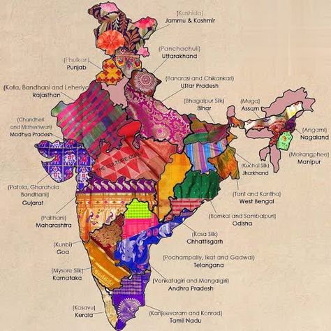 “The kind of clothes you wear can impact your physical and mental health and wellbeing." -Sadhguru ... “India is home to over 136 unique weaves and Around 55 weaves are in verge of extinction" Map Of India, Indian Culture And Tradition, India Textiles, Indian History Facts, India Facts, India Map, India Culture, Fashion Vocabulary, E Mc2