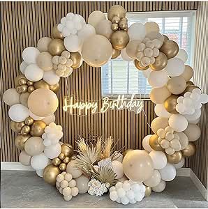 White Sand and Gold Balloons Arch Kit-158pcs Sand White Chrome Gold Netural Balloons for Wedding Baby Shower Bridal Shower Engagement Birthday Party Dcorations Christmas Garden Decorations, Gold Baby Shower, Gold Party Decorations, Wedding Backdrop Decorations, Big Balloons, Romantic Decor, White Balloons, Arch Kit, Balloon Diy