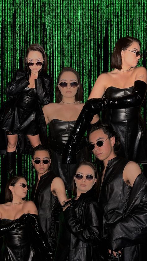 Matrix Group Costume, Matrix Womens Costume, Matrix Themed Outfit, Matrix Couple Costume, Matrix Costume Women, Matrix Themed Party, Mafia Costume Womens, Mafia Theme Party Outfit, Mafia Party Outfit