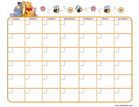 Winnie the Pooh calendar Winnie The Pooh Printables, Free Printable Winnie The Pooh, Winnie The Pooh Invitations, Calender Print, Printable Winnie The Pooh, Disney Calendar, Pooh Invitation, Piglet Eeyore, Kindergarten Coloring Pages