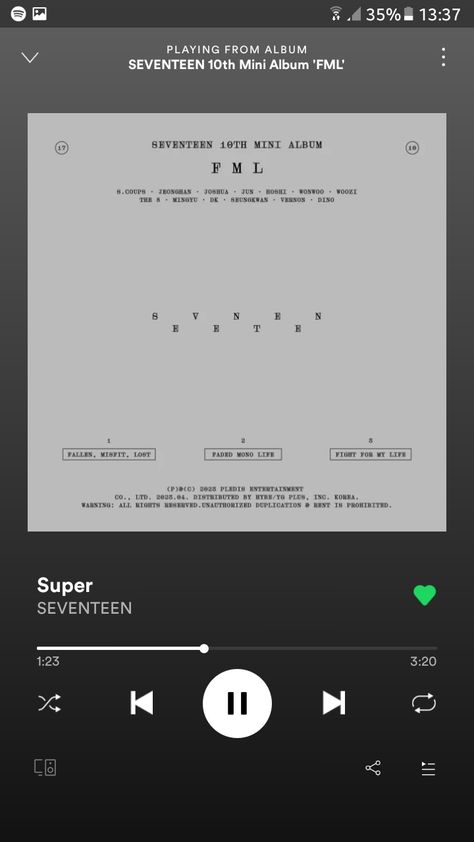 Seventeen 10th mini album 'FML' seventeen spotify Seventeen Spotify, Seventeen Song, Seventeen Minghao, Seventeen Album, Phone Themes, Mini Album, Music Poster, Love Songs, Album Covers