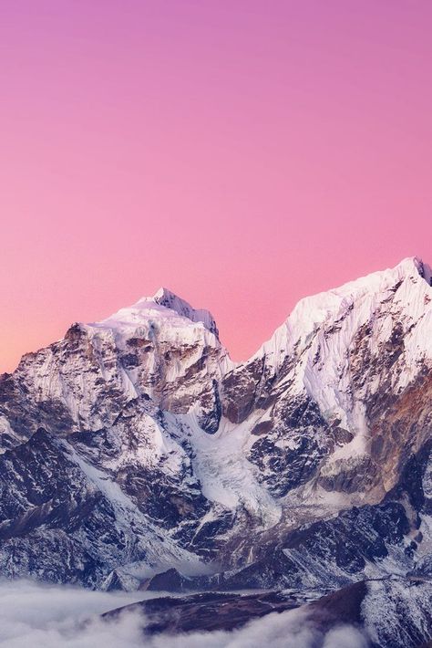 Download free HD wallpaper from above link! #pink #Skyline #mountain #tops #snow #view Summer Prints Wallpaper, Mountain Aesthetic, Pink Mountains, Tøp Wallpaper, View Wallpaper, Mountain Wallpaper, Snow Mountain, Sky View, Pink Sunset