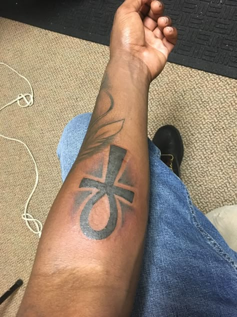 Ankh tattoo Ankh Hand Tattoo, Ankh Tattoo Sleeve, Ankh Tattoo Forearm, Anhk Tattoos Men, Ankh Tattoo Design For Men, Anhk Tattoos For Women, Ankh Neck Tattoo, Ankh Tattoo Men, The Ankh Tattoo