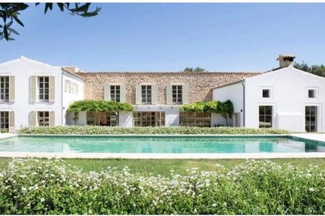 Spanish Finca, Stone Villa, House Mediterranean, Green Shutters, Rooftop Lounge, Abandoned House, Spanish Design, Countryside House, Beach House Design