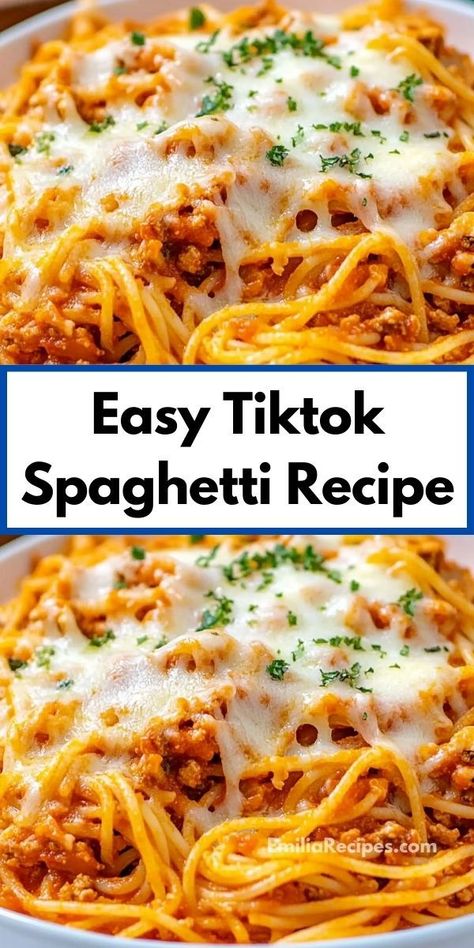 Looking for a family-friendly recipe? This TikTok Spaghetti Recipe is not only delicious but also encourages everyone to gather around the table, creating memorable moments over a comforting, satisfying meal. Viral Tiktok Spaghetti, Tiktok Spaghetti, Spaghetti Recipe, Cheesy Pasta, Baked Spaghetti, Spaghetti Pasta, Viral Tiktok, Spaghetti Recipes, Easy Casserole Recipes