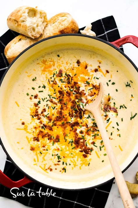 Joyous Apron's Loaded Baked Potato Soup made in our Cast Iron Dutch Oven. 🥣 Dutch Oven Soup Recipes, Dutch Oven Potatoes, Dutch Oven Soup, Loaded Baked Potato Soup Recipe, Dutch Oven Recipe, Crock Pot Soups, Baked Potato Soup Recipe, Cast Iron Kitchen, Appetizer Salad