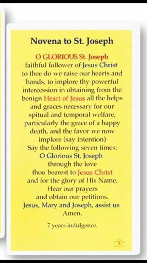 Novena to St. Joseph Novena To St Joseph, St Joseph Novena, St Joseph Prayer, Novenas Catholic, Catholic Devotions, Catholic Prayers Daily, Catholic Theology, Divine Mercy Chaplet, Deliverance Prayers