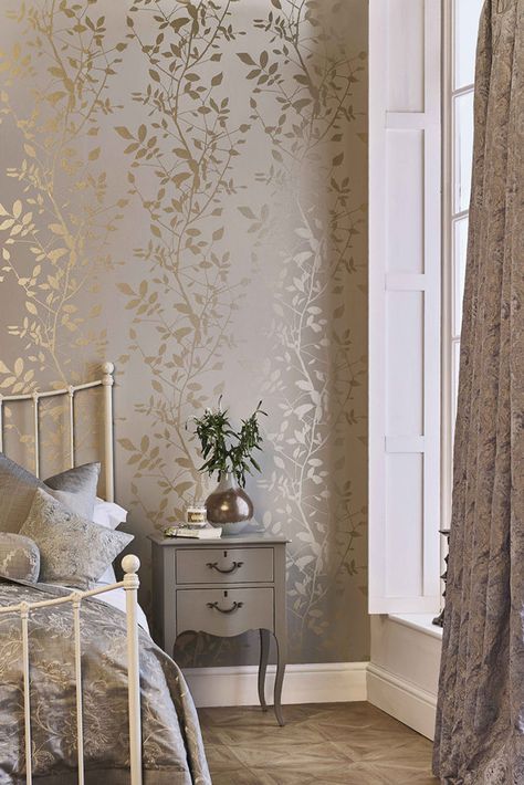 Drama Wallpaper, Wallpaper For Wall, Interior Wallpaper, Prestigious Textiles, Wall Bedroom, Gold Wallpaper, Wallpaper Decor, Wallpaper Living Room, Wallpaper Bedroom