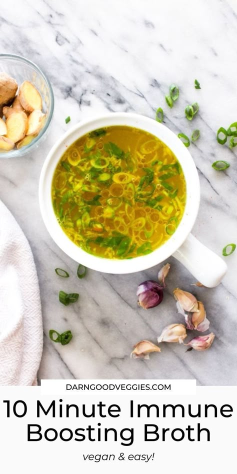 Immune Boosting Bone Broth, Garlic Ginger Soup For Colds, Flavorful Broth Soup, Soup To Boost Immune System, Bone Broth Sipping Recipes, Drinking Broth Recipes, Medicinal Soup Recipes, Soups For Easy Digestion, Yummy Healthy Soup Recipes