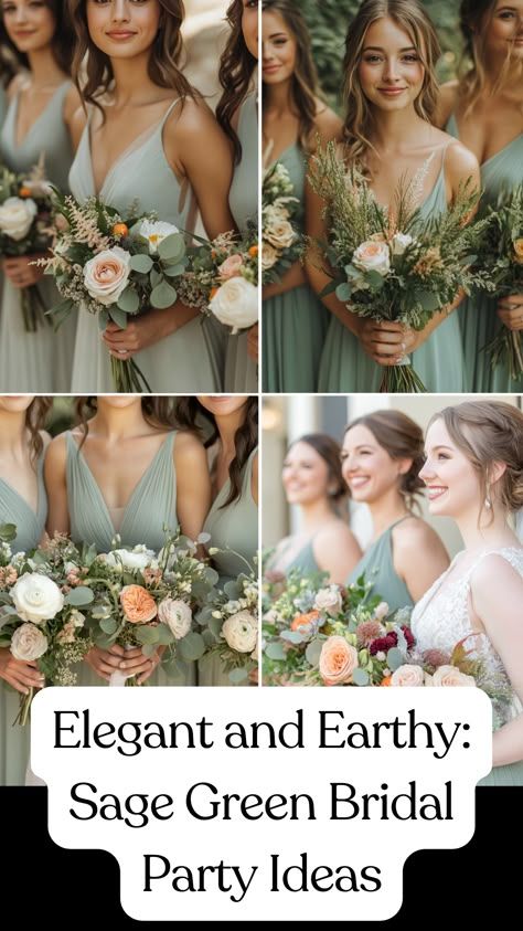 Create an elegant and earthy bridal party with sage green ideas for a timeless look. From bridesmaid dresses to decor, this guide offers inspiration for incorporating this classic color into your wedding day. Get creative with nature-inspired elements to make your celebration unforgettable. Explore these beautiful ideas and start planning your perfect sage green bridal party today. Rustic Sage Green Wedding, Sage Green Bridal Party, Green Bridal Party, Wedding Sage Green, Bridal Party Ideas, Green Ideas, Sage Green Wedding, Wedding Look, Wedding Looks