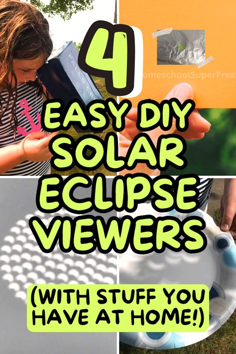 4 Easy Solar Eclipse Viewer Crafts For STEM Kids Activities - how to make homemade solar eclipse viewers with household items you have at home. Fun ways to view the solar eclipse event with kids and fun eclipse crafts to make for eclipse kids activities! #solareclipse #eclipse #STEM #eclipsecrafts #eclipseviewers #eclipseglasses Eclipse Crafts, Diy Solar Eclipse Viewer, Solar Eclipse Model, Diy Eclipse Glasses, Solar Eclipse Images, Eclipse Activities, Eclipse Project, Stem Kids, Solar Eclipse Activity