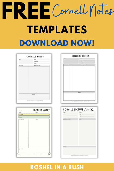 cornell notes templates College Note Taking, Notes Templates, Cornell Notes Template, Exam Study Tips, College Notes, Cornell Notes, Study Schedule, Learn To Meditate, Student Resources