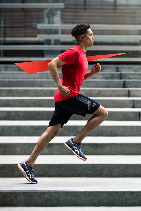 Find Your Gym. Shop the latest men's training gear from Sport Chek! Sportswear Photoshoot, Urban Running, Running Pose, Sports Campaign, Over 50 Fitness, Running Photography, Sport Photoshoot, Sports Advertising, Running Photos