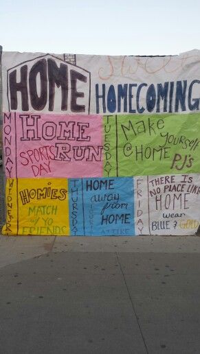 Fun Homecoming Themes, Home Sweet Homecoming Theme, Homecoming Week Themes Days, Homecoming Week Themes, Home Sweet Homecoming, Homecoming Theme Ideas, Stuco Posters, Fnl Themes, Spirit Week Themes