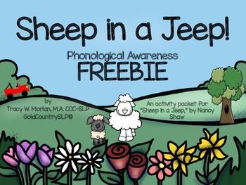 Sheep in a Jeep Phonological Awareness FREEBIE Sheep In A Jeep, February Classroom, Phonological Awareness Activities, Teacher Treats, Phonemic Awareness Activities, Sequencing Cards, Rhyming Activities, Long Vowel, Preschool Speech