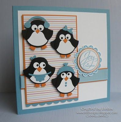 H2 Designs: October 2010 Penguin Punch, Stationary Diy, Owl Punch Cards, Paper Punch Art, Penguin Crafts, Punch Art Cards, Paper Punches, Owl Punch, Owl Card