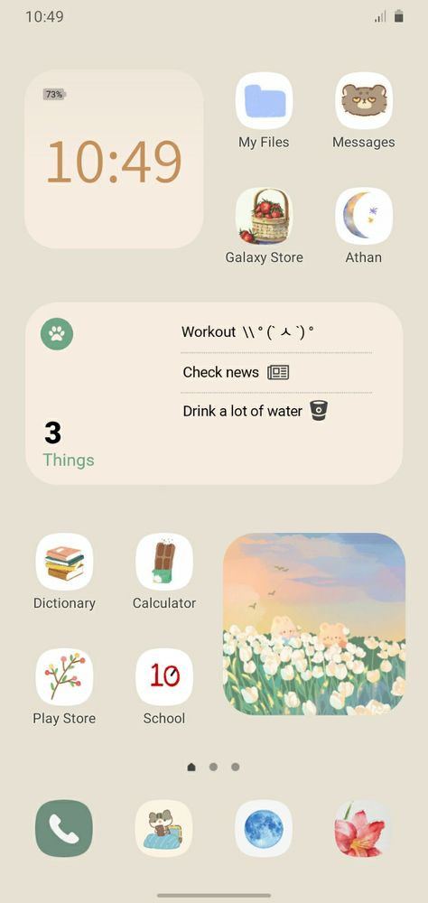 Android Lock Screen Ideas, Homescreen Layout For Android, Minimal Phone Setup, Kdrama Homescreen Layout, Home Screen Ideas Android Samsung, Samsung Widgets Idea, Android Phone Customization, Android Home Screen Aesthetic, Samsung S22 Homescreen