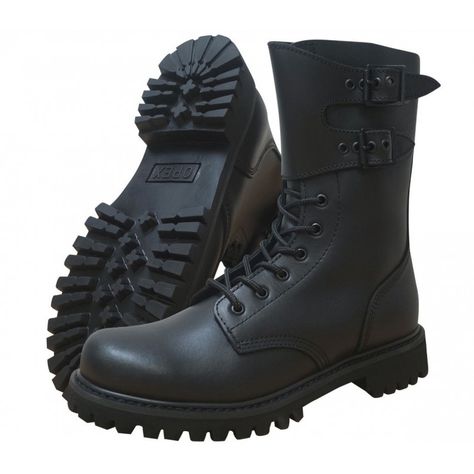 French Army, Military Boots, Isle Of Man, Black Laces, Cotton Lace, Full Grain Leather, Monaco, Combat Boots, Black Color