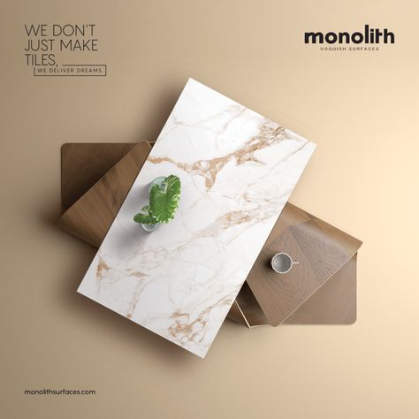 Experience opulence paired with superior elegance with surface designs inspired by natural stones and a seamless lay of colossal ceramic surfaces.

#MonolithSurfaces #ThinkForward #VoguishSurfaces #Interiordesign #Beauty #Manufacturer #Interiors #Renovation #Decor #Ceramic #Innovation #uniqueness #homeidea  #homeinterior #interiorarchitecture Ceramic Social Media Post, Mozaik Tiles, Tiles Creative Ads, Tiles Ads, Marble Sheets, Food Web Design, Typography Design Quotes, Tiles Designs, Dark Art Photography