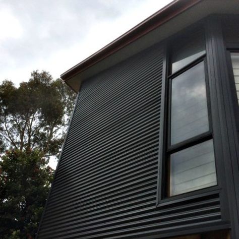 Metal Wall Cladding, Iron Cladding, Roof Cladding, Roof Restoration, Corrugated Iron, Interior Cladding, Black Houses, Blue Roof, Home Pub