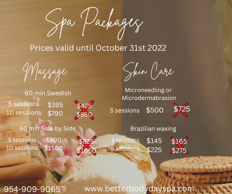 Skincare Package, Massage Packages, Esthetician School, Therapy Business, Spa Specials, Massage Therapy Business, Spa Marketing, Therapy Techniques, Spa Menu