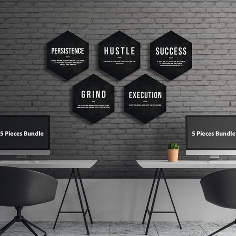 Work Office Decor Professional Business, Work Office Decor Professional, Office Decoration Ideas, Office Decor Professional Business, Modern Office Interior, Male Office Decor, Hexagon Canvas, Best Home Office, Office Decor Professional