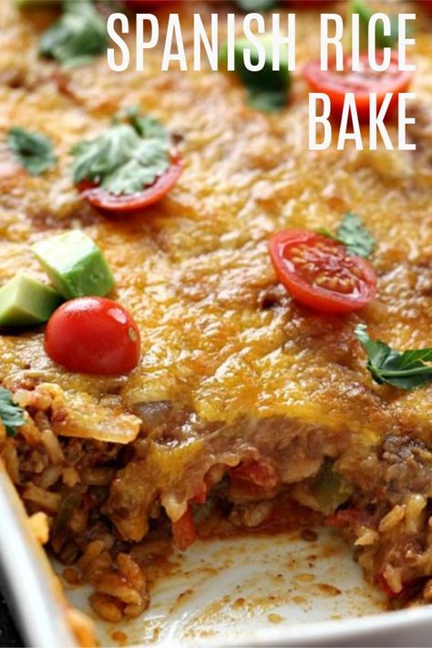 Spanish Rice Casserole, Spanish Rice Recipe With Ground Beef, Rice Bake Recipes, Spanish Rice Recipe, Mexican Casserole Recipe, Rice Bake, Six Sisters Stuff, Recipe Mexican, Rice Casserole Recipes