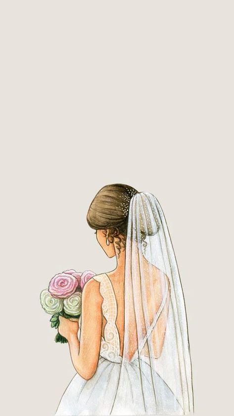 Bride To Be Quotes, Bride Cartoon, Bride To Be Decorations, Wedding Illustration Card, Bride Art, Bride Clipart, Brunette Bride, Digital Wedding Invitations Design, Decoration Buffet