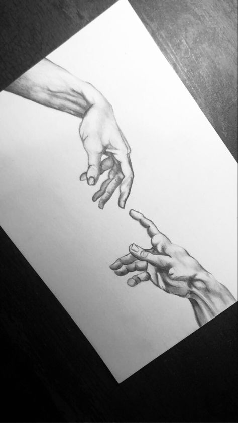 Creation Of Adam Hands Drawing, Hands Sketch Aesthetic, Michelangelo Hands Drawings, Michaelangelo Hands Tattoo, Michelangelo Sketches, Sketchbook Hands, Michelangelo Artwork, Michelangelo Tattoo, Michelangelo Hands