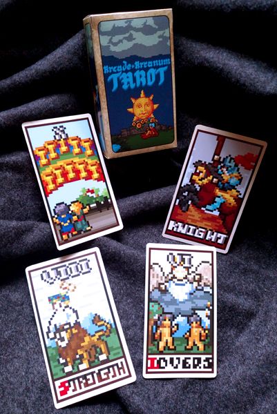 Arcade Arcanum (pixel art tarot deck) Tarot Card Pixel Art Grid, Pixel Tarot Card, Tarot Card Cross Stitch Pattern Free, Tarot Cross Stitch, Tarot Alpha Pattern, Witch Aesthetic, Tarot Deck, Art References, Tarot Decks