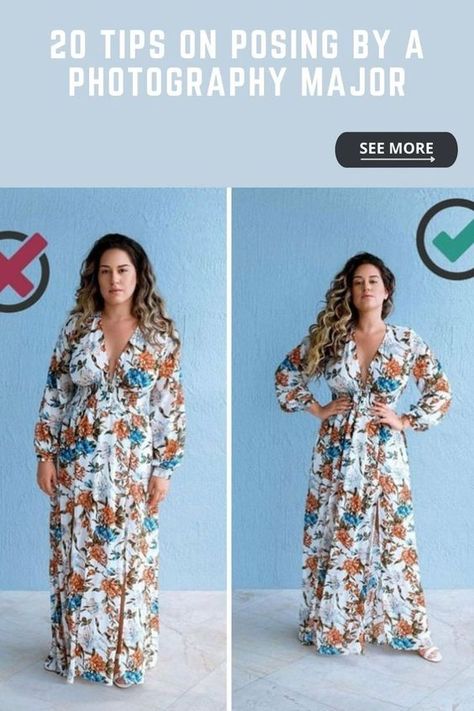 Photo Poses For Selfie, How To Pose For Photoshoot Women, How To Pose For Pictures Mid Size, How To Take Flattering Pictures Plus Size, Posing For Family Photos, Best Picture Poses For Plus Size, How To Pose In A Maxi Dress For Pictures, How To Take Photos Plus Size, Photoshoot Tips Posing Guide