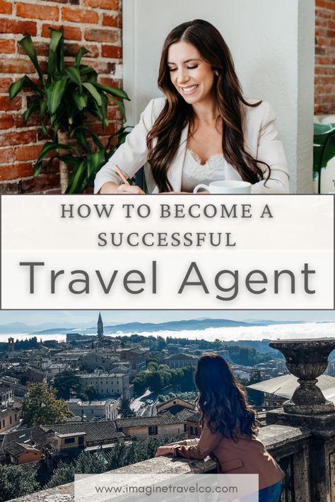 Pinterest pin for how to become a successful travel agent Outfit Traveling, Travel Agent Career, Travel Tips With Toddlers, Aesthetic Travel Outfit, Travel Tips With Baby, Vision Board Travel, Become A Travel Agent, Traveling Aesthetic, Travel Careers