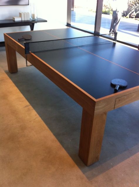 Ping Pong Table Room Ideas, Table Tennis Table Design, Retro Game Room Design, Table Tennis Room, Pool Table Sizes, Game Room Ideas, Small Game Rooms, Home Game Room, Workbench Plans Diy