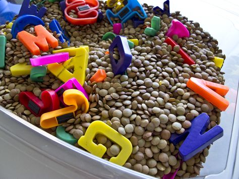 pure and noble: A to Z sensory bin Abc Mouse, Letter Of The Day, Name Game, My Little Monster, 5 Senses, Alphabet Soup, Water Table, Hole Punches, Sensory Bin