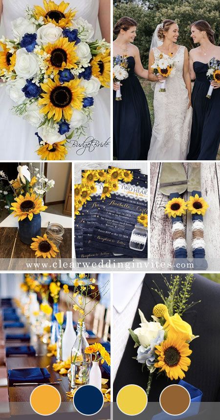 7 Summer Yellow Wedding Color Combos Ideas to Love – Clear Wedding Invites Rustic Country Wedding Ideas, Country Wedding Ideas, Sunflower Themed Wedding, Wedding Color Combos, Wedding Color Trends, Wedding Colors Blue, Country Wedding Dresses, Theme Color, Yellow Wedding