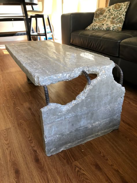 Diy Coffee Table Industrial, Concrete Wood Coffee Table, Concrete Block Table, Diy Concrete Coffee Table, Cement Coffee Table, Concrete Furniture Design, Coffee Table Concrete, Concrete Room, Concrete Interior Design